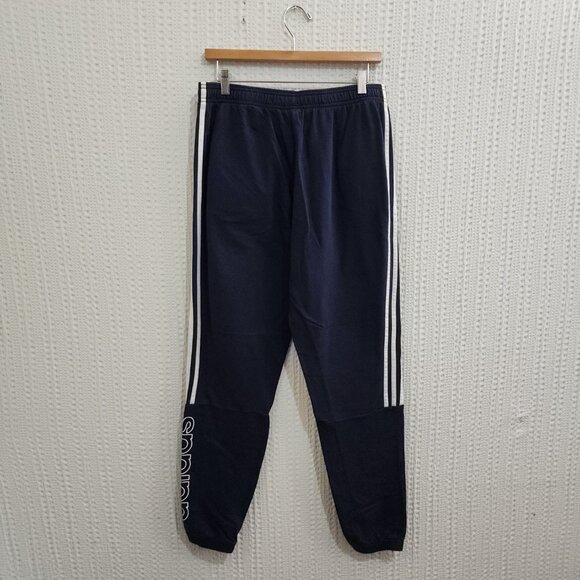 Adidas Navy Blue Track Pants Women’s Size Large 3 Stripe Logo Joggers Sweats - Picture 3 of 11